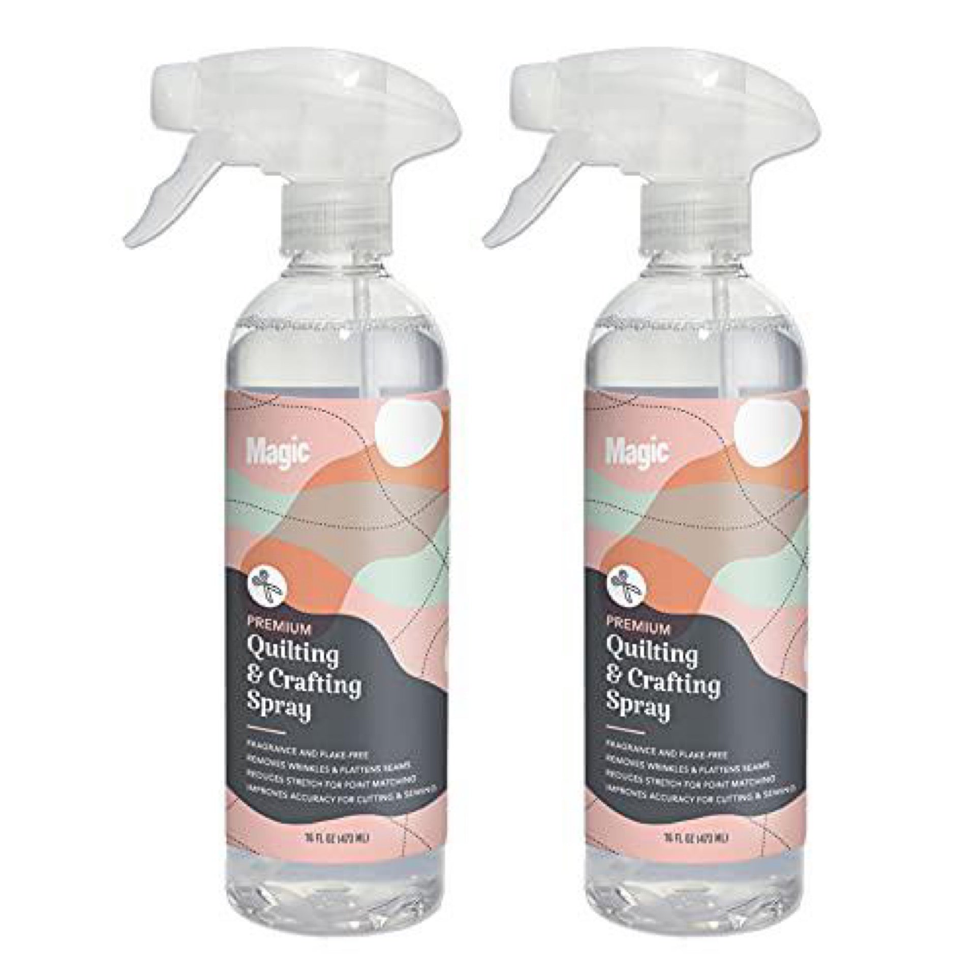 Two bottles of Magic Premium Quilting & Crafting Spray on a white background