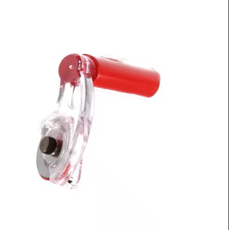 Clear and red kitchen tool on a white background