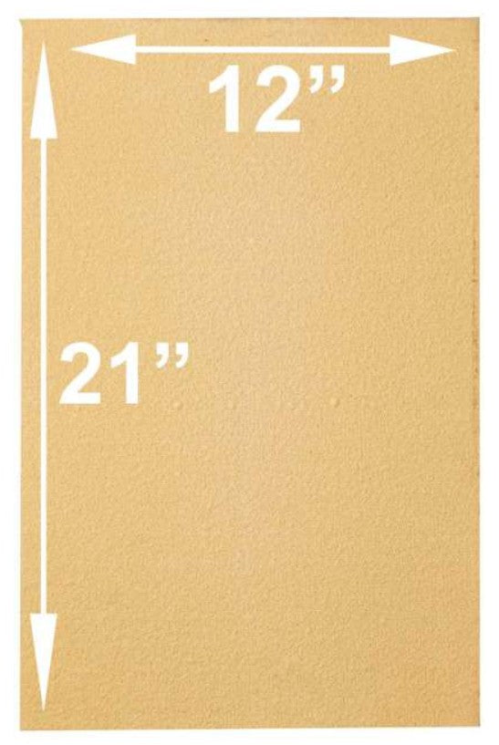 Brown paper sheet with dimensions 12 inches by 21 inches on a white background