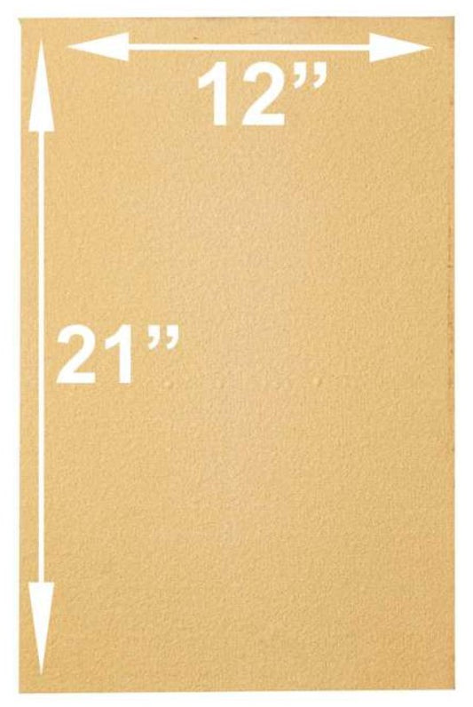 Brown paper sheet with dimensions 12 inches by 21 inches on a white background