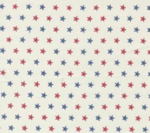 Pattern of red and blue stars on a white background
