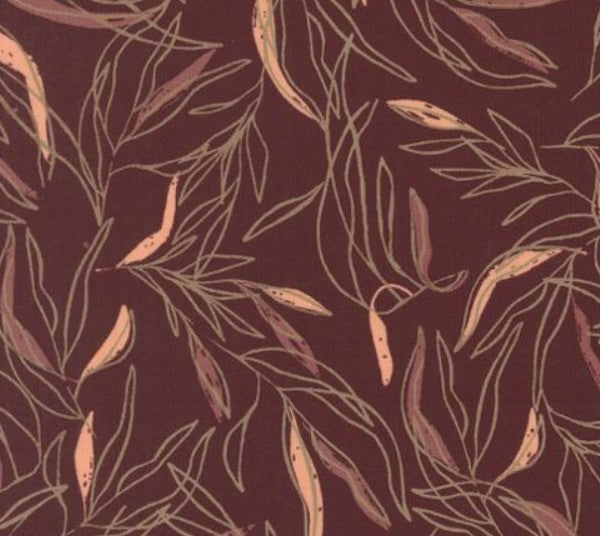 Pattern of stylized leaves on a brown background