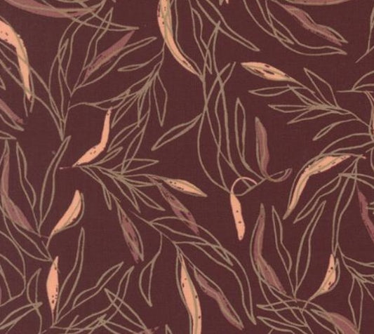 Pattern of stylized leaves on a brown background