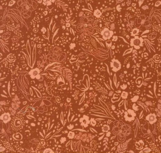 Floral pattern on a red-brown background