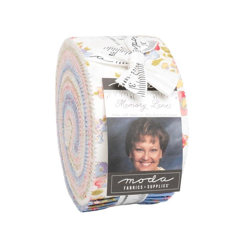 Roll of fabric with a photo of a woman and 'Moda' branding on a white background