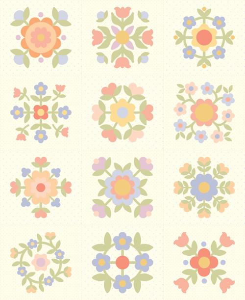 Pattern of colorful flowers on a light background