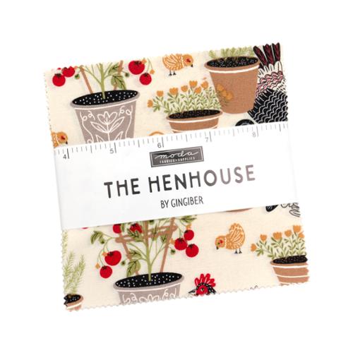 Fabric bundle packaging with 'The Henhouse' design and Moda label.