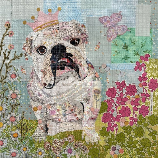 My Girl Bulldog Collage Pattern by Laura Heine – dog fabric collage quilt design