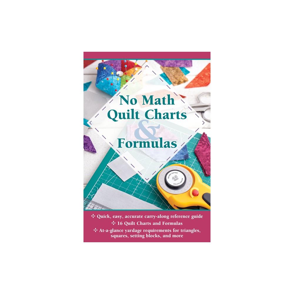 Book cover of 'No Math Quilt Charts & Formulas' with quilt-making tools on a white background