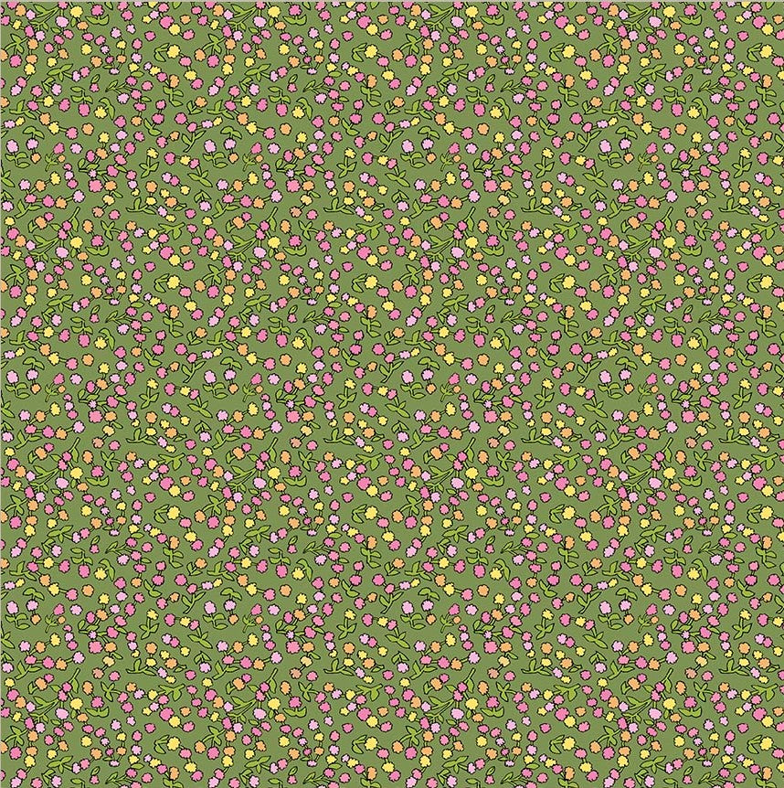 Windham Laura Heine Flowers on Main Ditsy Buds Green 54895-11 fabric