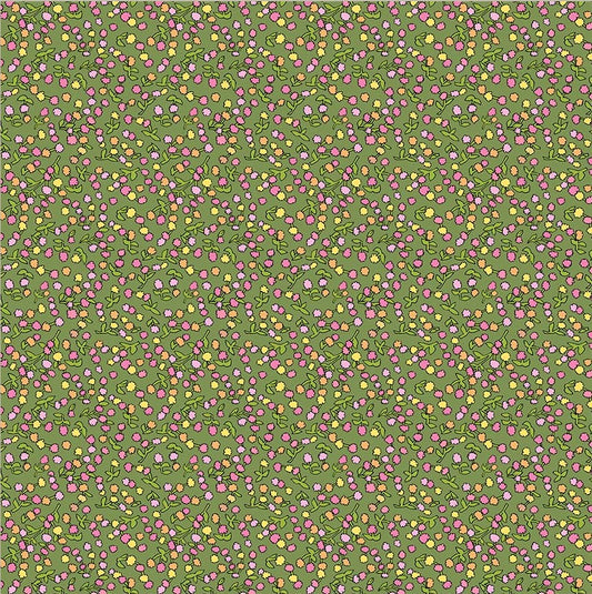 Windham Laura Heine Flowers on Main Ditsy Buds Green 54895-11 fabric