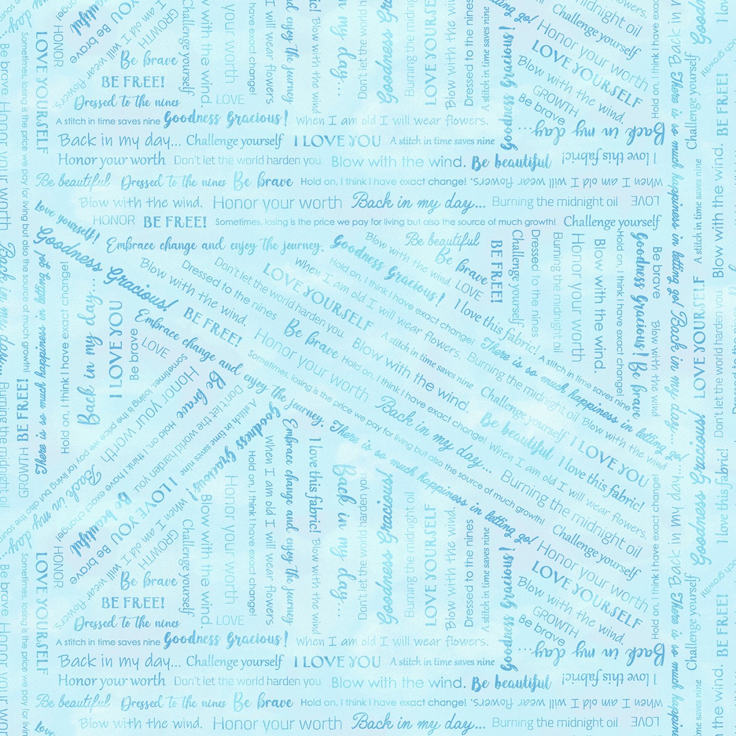 Pale Blue Collaged Phrases Goodness Gracious