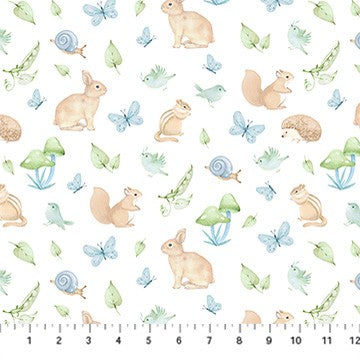 Northcott - Peas in a Pod Flannel - Animals Blue Multi F29036-41