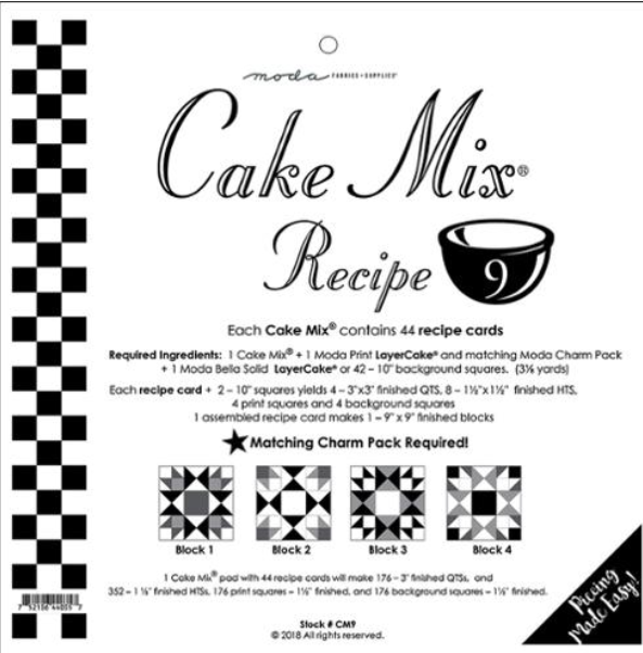 Cake Mix Recipe 9 CM9 44 count paper foundations half square triangle blocks
