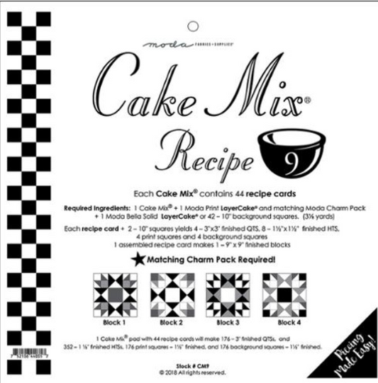 Cake Mix Recipe 9 CM9 44 count paper foundations half square triangle blocks