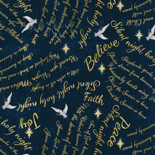 Blank Quilting Silent Night navy Christmas quilting fabric, SKU 4705-77