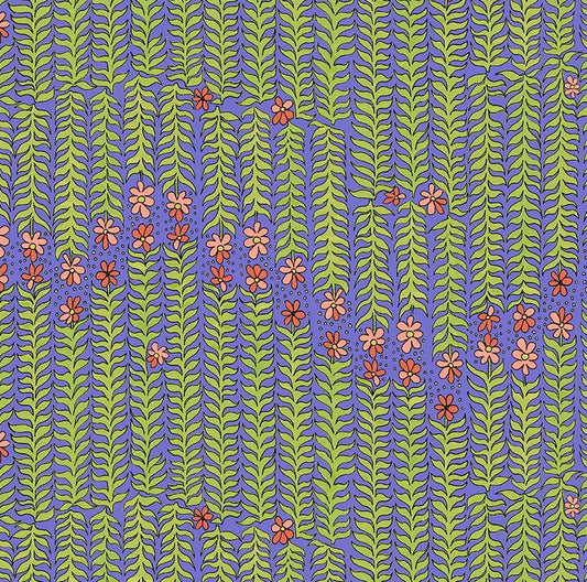 Windham Laura Heine Flowers on Main Stem to Stem Periwinkle 54893-7 fabric