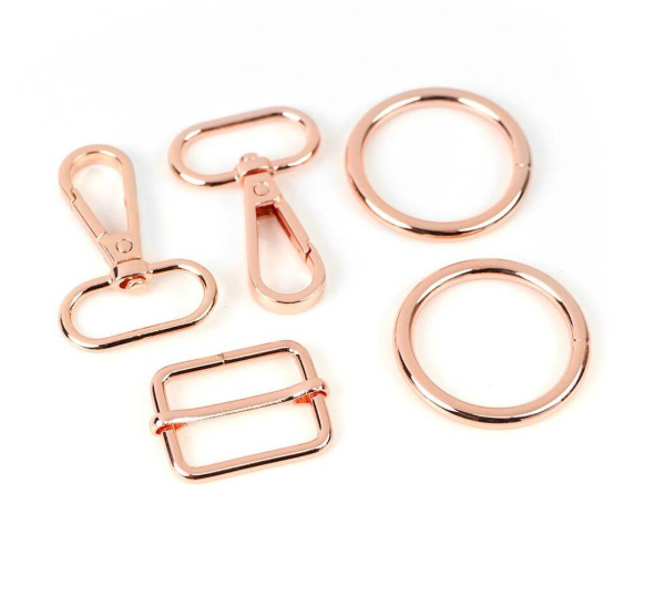 Sallie Tomato Ferris Hardware Kit rose gold finish bag making rings snaps