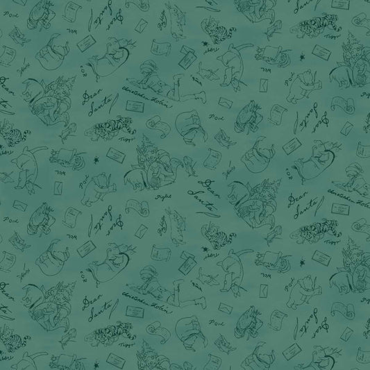 Studio E Christmas at Pooh Corner Forest minky cuddle fabric 9123MK-66 with Winnie the Pooh
