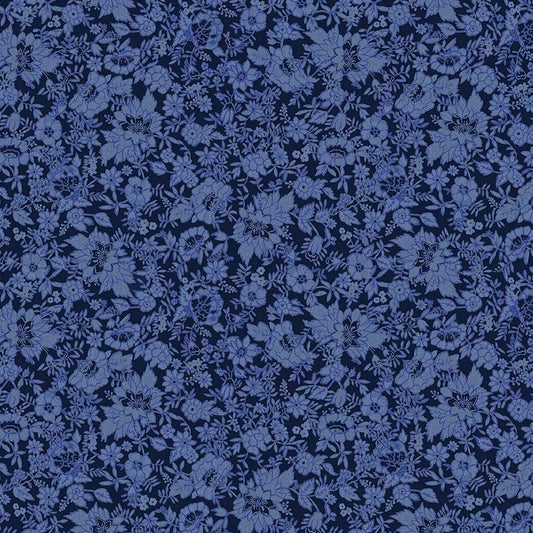 Windham China Blue Flower Bed 54936-3 Midnight quilting cotton fabric