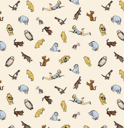 Riley Blake Winnie the Pooh Characters Cream quilting cotton fabric
