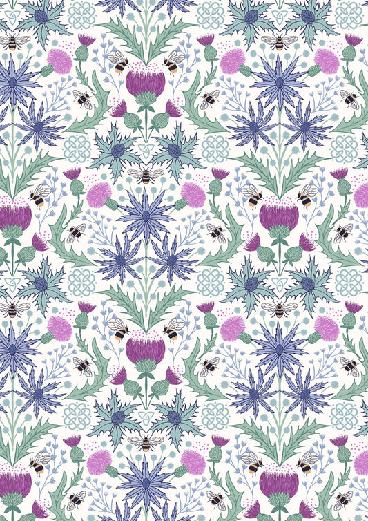 Lewis Irene Celtic Summer Mirrored Thistle Bee Cream A989A fabric