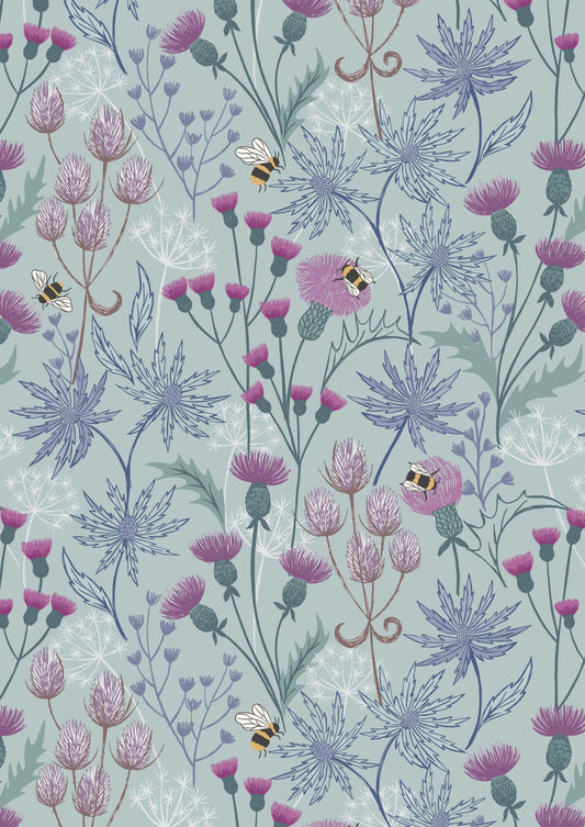Lewis Irene A Celtic Summer Celtic Floral Blue A991B quilting cotton