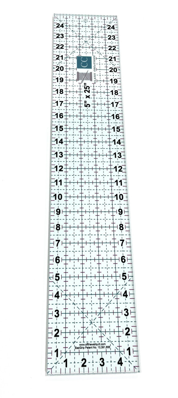 5 x 25 inch Acrylic Grip Ruler with Grid Lines quilting notion