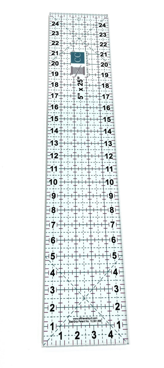 5 x 25 inch Acrylic Grip Ruler with Grid Lines quilting notion