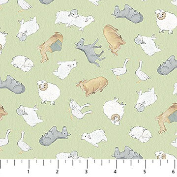 Northcott - The Nativity - Animal Toss - Green Multi