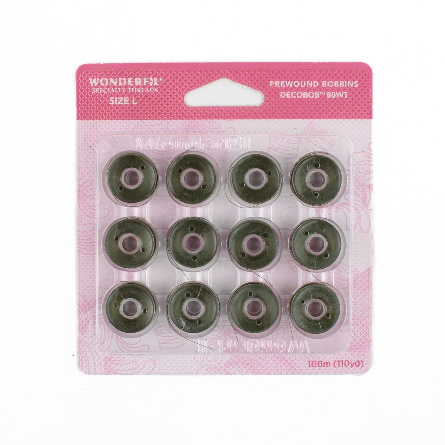 WonderFil Decobob prewound bobbin moss green DB506 80wt machine quilting