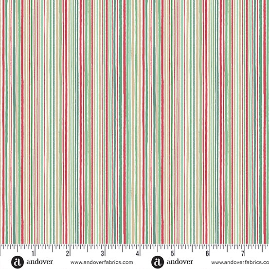 Andover - Makower UK - Country Christmas - Fine Stripe Cream 237-Q