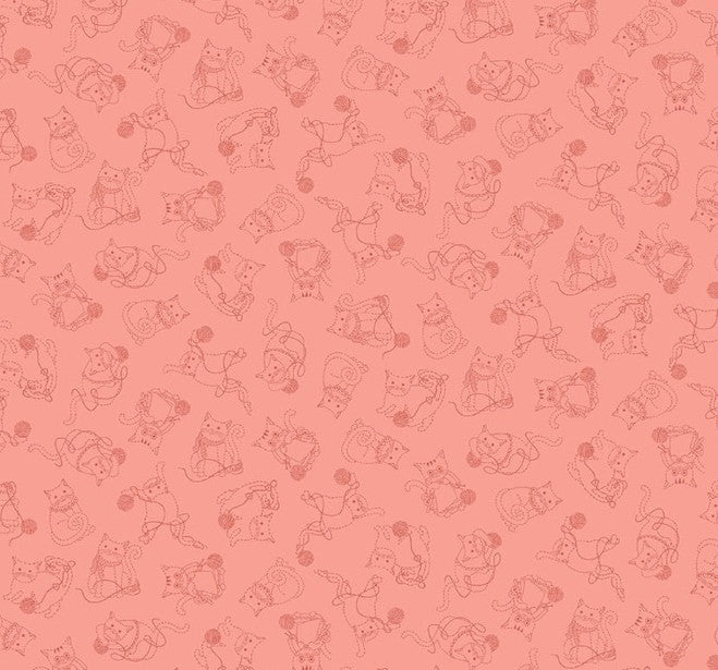 Studio E Knit 1 Purr 2 Pink 8481-22 cat novelty quilting cotton