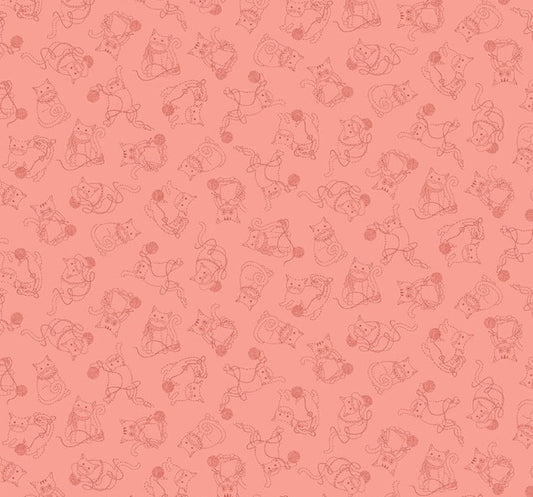 Studio E Knit 1 Purr 2 Pink 8481-22 cat novelty quilting cotton