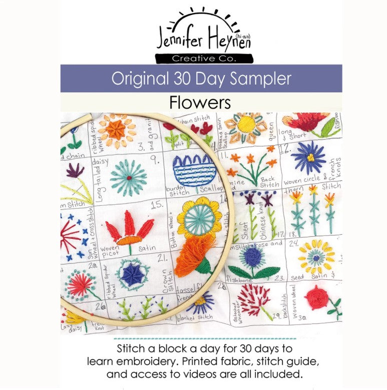 Jennifer Heynen 30 Day Sampler original flowers embroidery