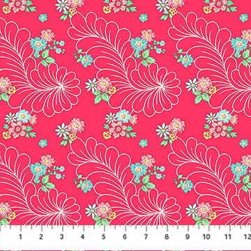 Northcott - Quilting In Bloom - Feather Floral - Red Multi 28836-24