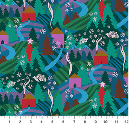 Anna Maria Textiles Cozy Christmas AMT161-75C evening holiday quilting cotton