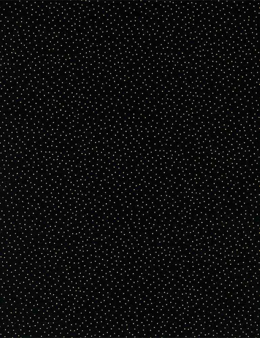 Timeless Treasures Metallic Pin Dots cotton fabric, Black with gold metallic dots