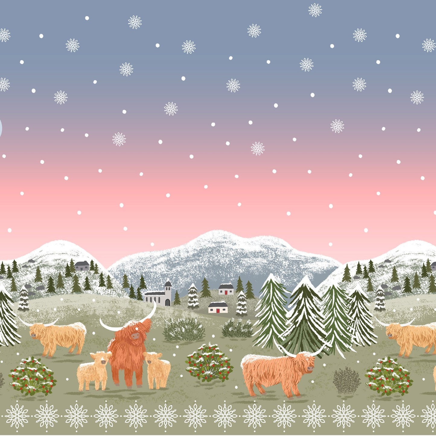 Lewis and Irene - Celtic Christmas - Celtic Christmas double edge border panel - C137