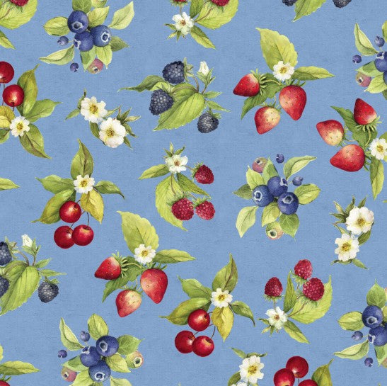 Lumin Patchwork Picnic blue fruit toss W105-012-553 quilting cotton