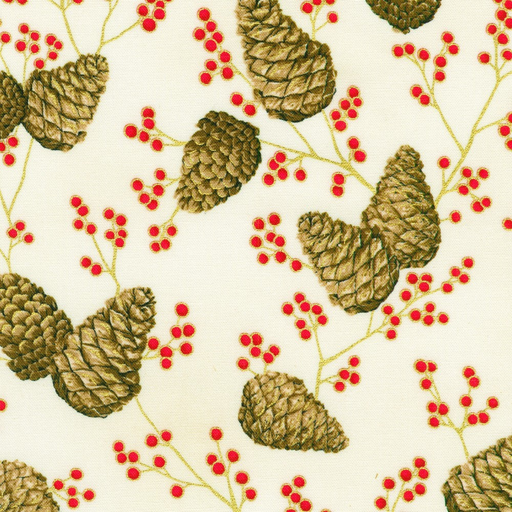 Robert Kaufman - Holiday Flourish - Forest Glen - SRKM-23705-84 CREAM
