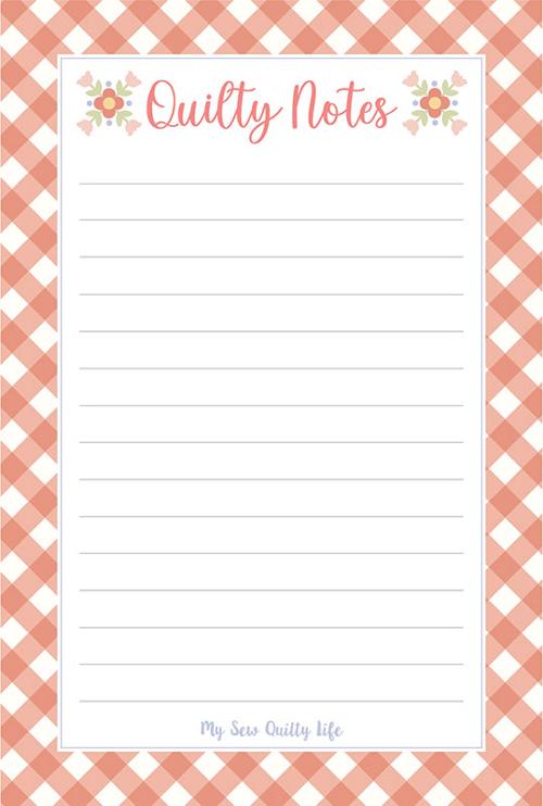 Notepad Pastel Prairie - My Sew Quilty Life - Quilty Notes