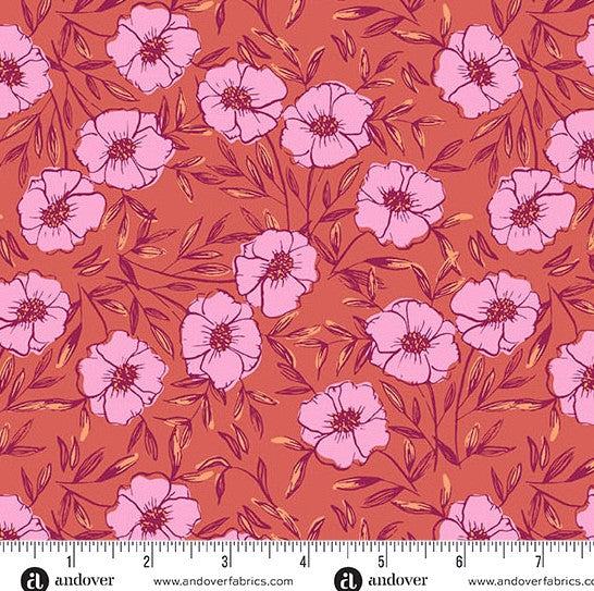 andover Rust Bouquet Bliss 1567O Petals and Stitches by Stephanie Organes