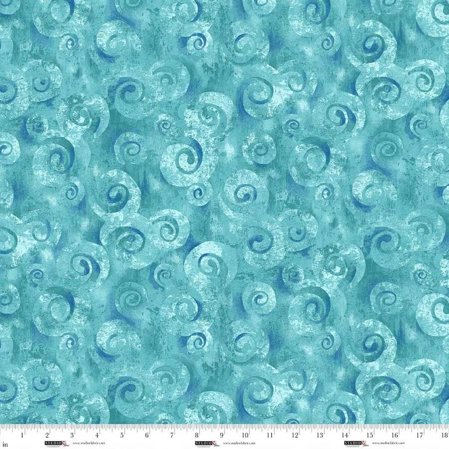 Studio E Spiral Storm 118 inch wide backing Aqua 8780-76