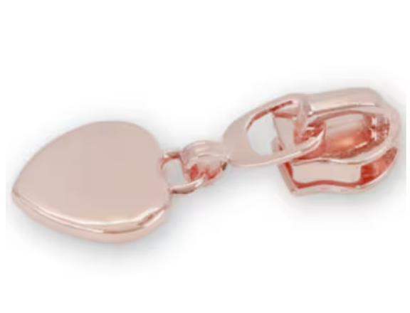 Four 5 heart zipper pulls in rose gold finish
