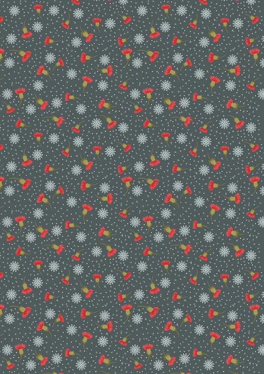 Lewis and Irene Celtic Christmas Thistledown iced forest green C134C cotton fabric