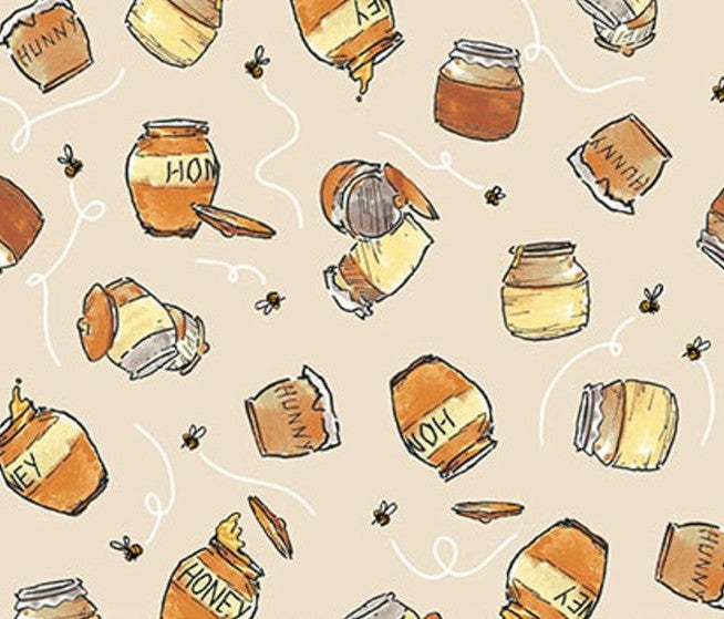 Classic Winnie Honey Pots Taupe Studio e quilting fabric