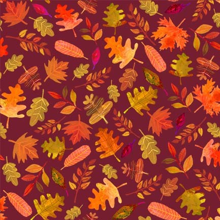 Michael Miller Autumn Leaves Wine burgundy fall quilting fabric