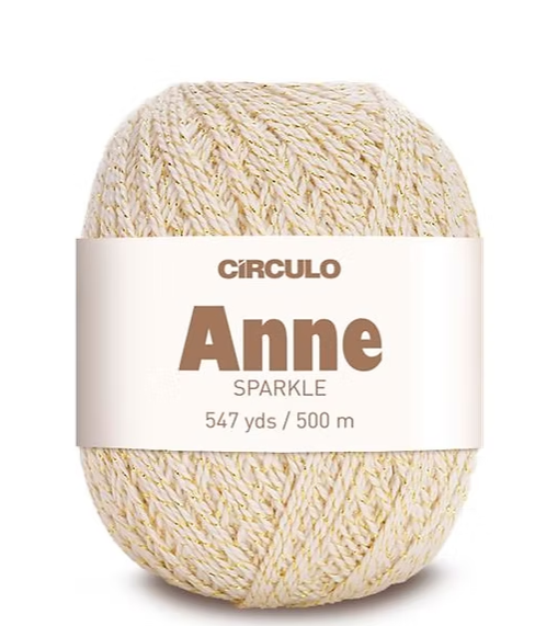 Ball of Circulo Anne Sparkle cotton yarn with metallic shimmer in Natural