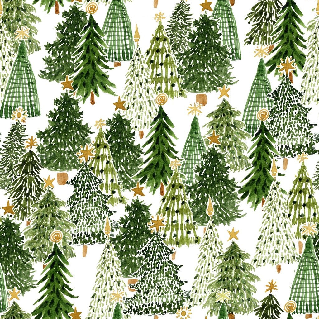 White Owl Textiles - Snowy Greetings - Susan Winget - W105-032-062 / Trees-White